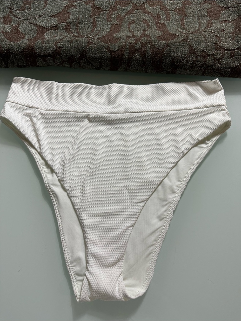 NWT Aerie High Cut Cheeky Textured Bikini Bottom White XXL